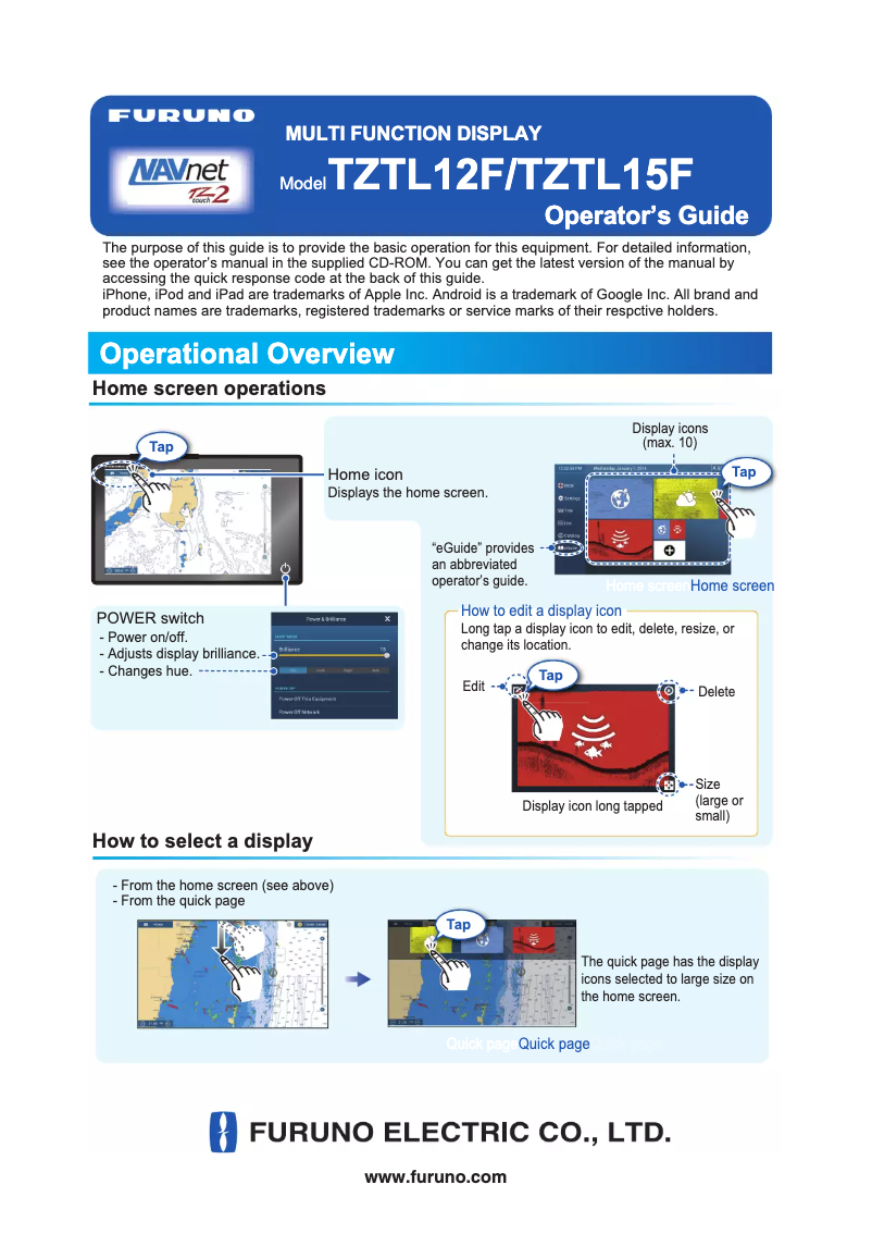 Page 1 de la notice Manuel utilisateur Furuno TZTL15F