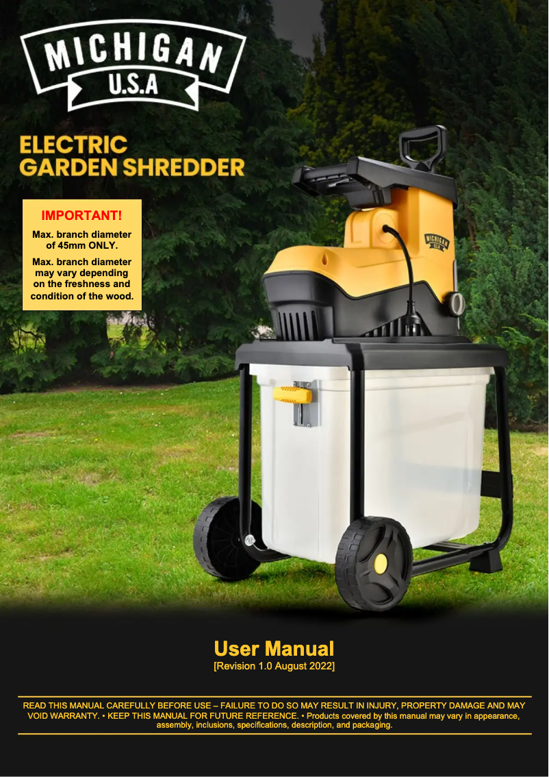 Page n°1 - Manuel utilisateur Michigan Garden Shred 300