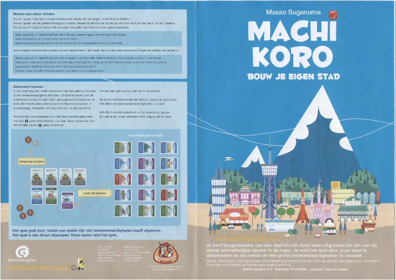 Image de la première page du manuel de l'appareil Machi Koro Bouw je eigen stad