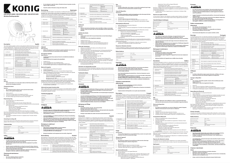 Page 1 de la notice Manuel utilisateur Konig HAV-BTFSP100