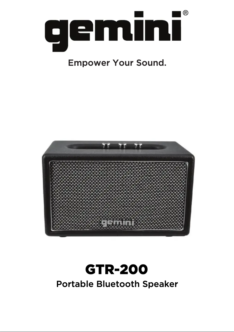Page 1 de la notice Manuel utilisateur Gemini GTR-200