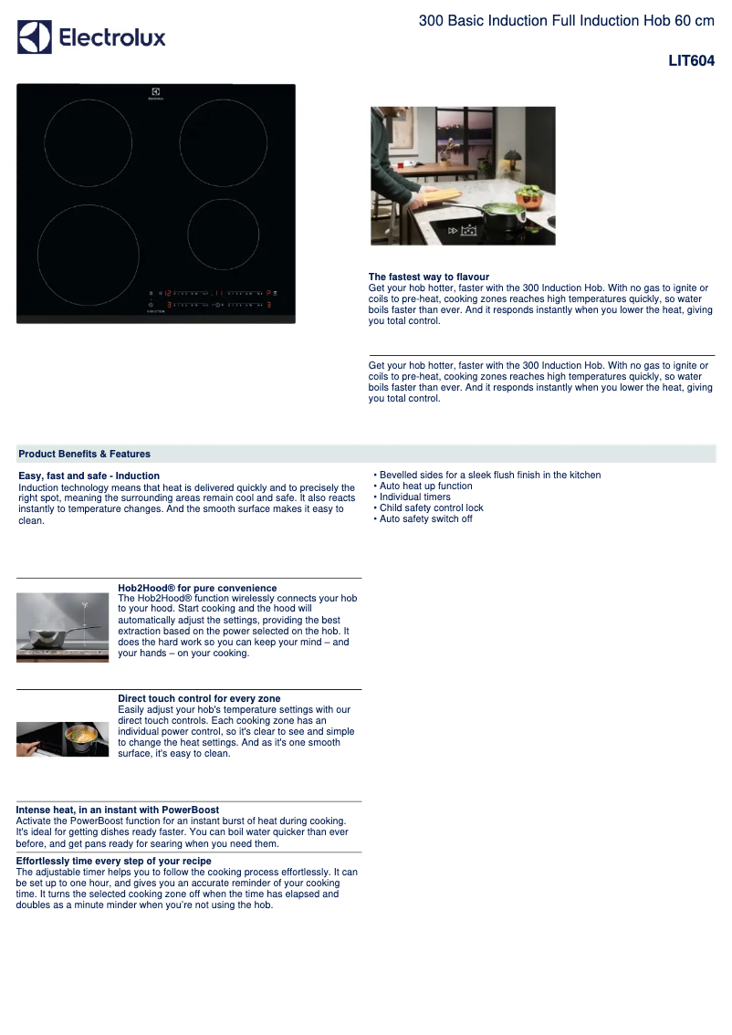 Page 1 de la notice Fiche technique Electrolux LIT604
