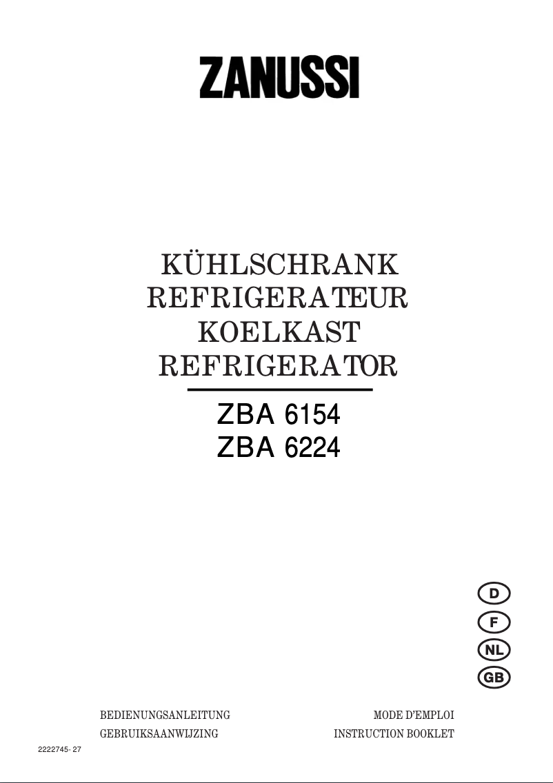 Image de la première page du manuel de l'appareil zba 6224