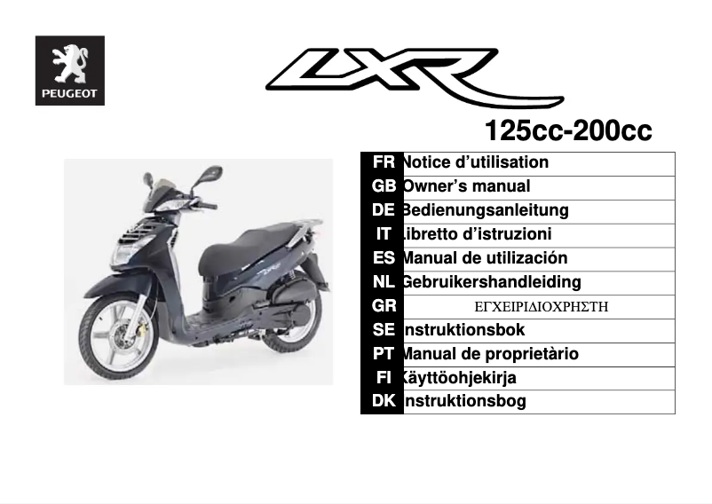 Image de la première page du manuel de l'appareil LXR 125cc