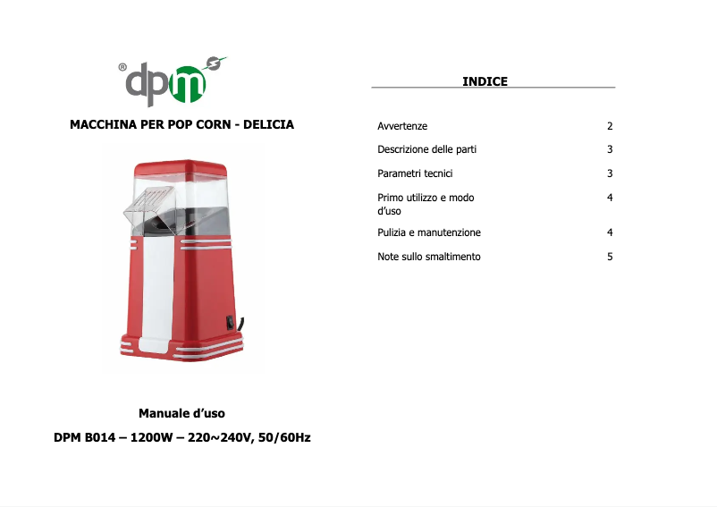 Page n°1 - Manuel utilisateur DPM DPMB014