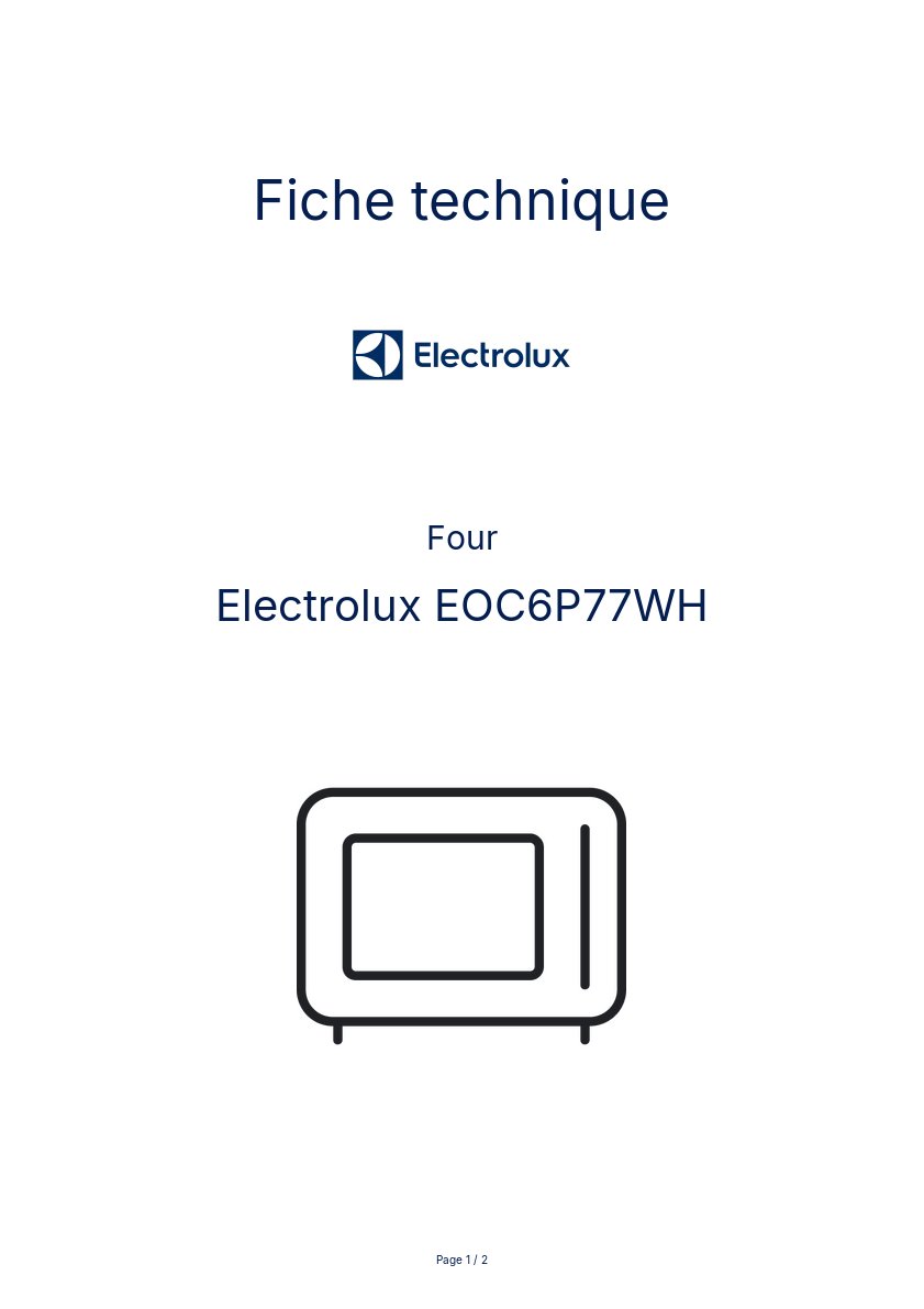 Image de la première page du manuel de l'appareil EOC6P77WH