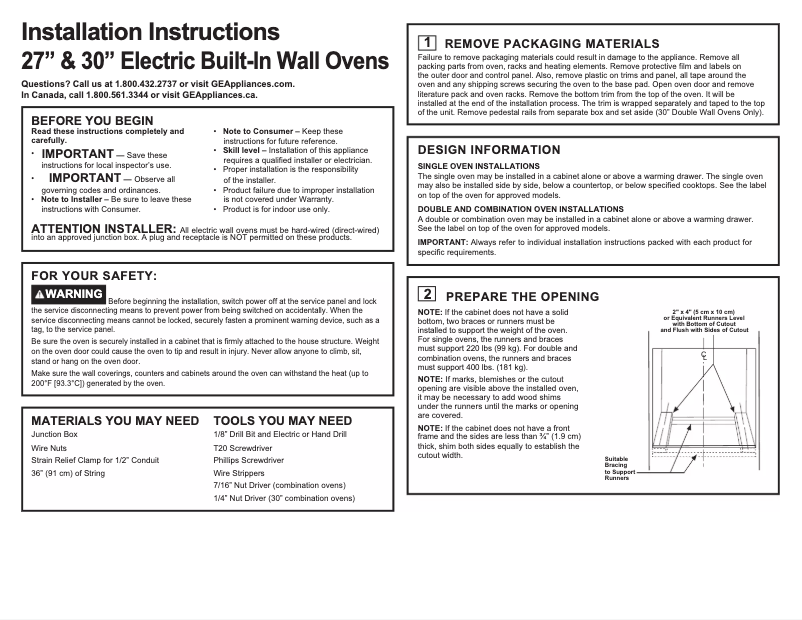 Page n°1 - Guide d'installation Monogram ZKS90DPSN