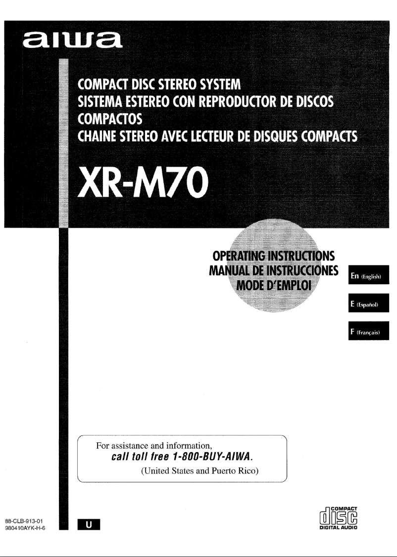 Imagen de la primera página del manual del dispositivo XR-M70