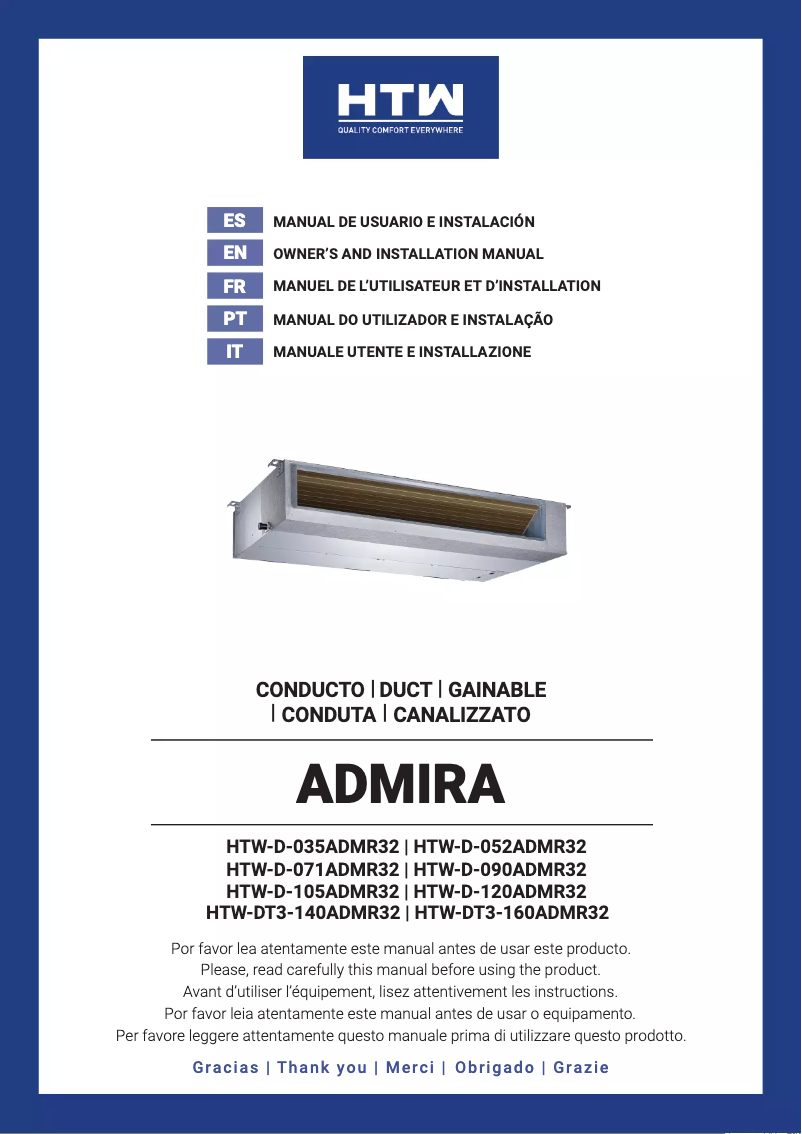 Page 1 de la notice Manuel utilisateur HTW ADMIRA
