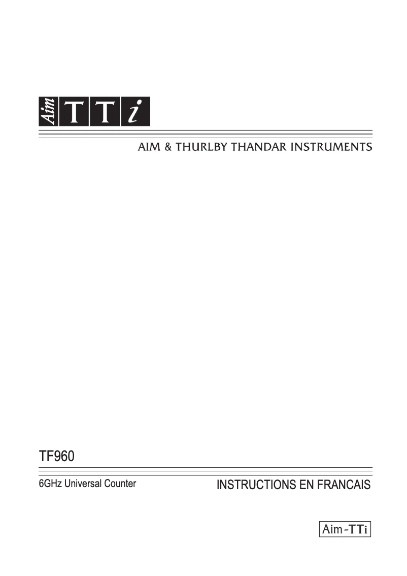 Page 1 de la notice Manuel utilisateur Aim TTi TF960