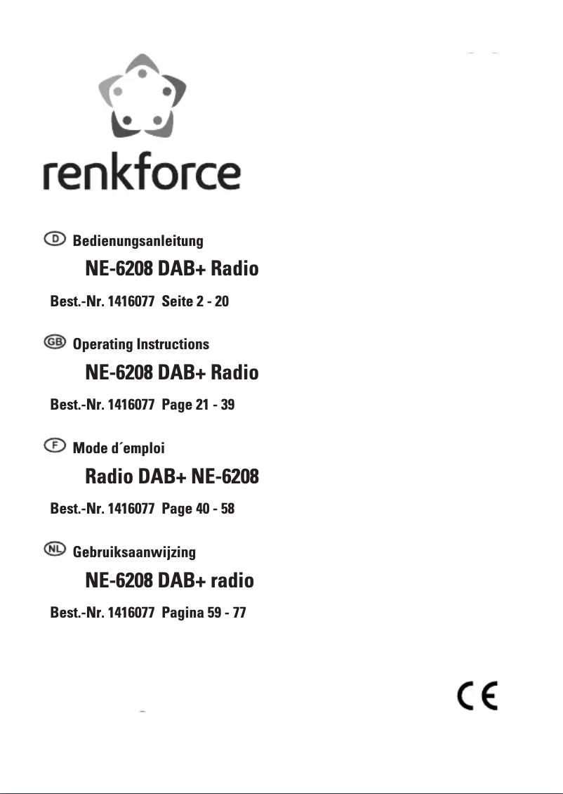 Page 1 de la notice Manuel utilisateur Renkforce NE-6208