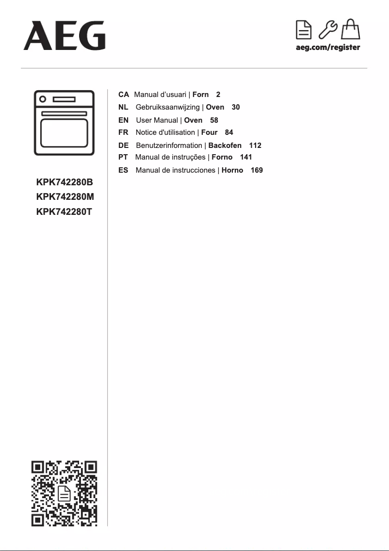 Page 1 de la notice Manuel utilisateur AEG KPK742280T