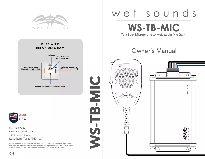 Page n°1 - Manuel utilisateur Wet Sounds WS-TB-MIC