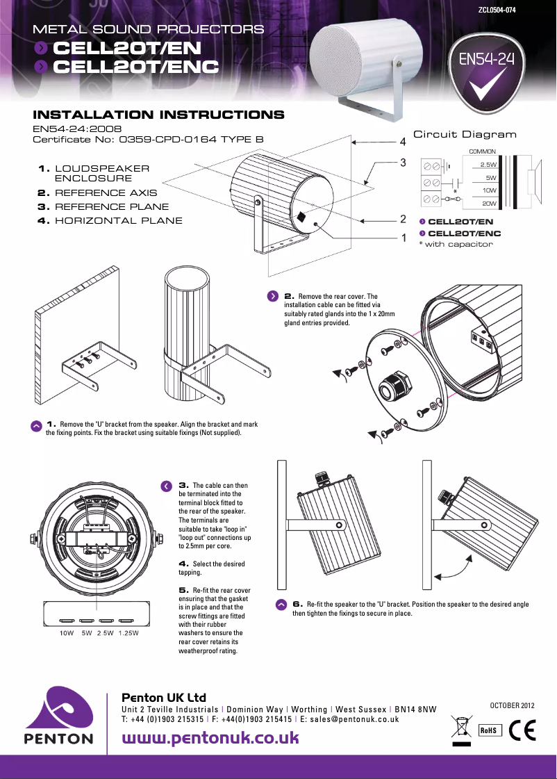Page n°1 - Manuel utilisateur Penton CELL20T/ENC