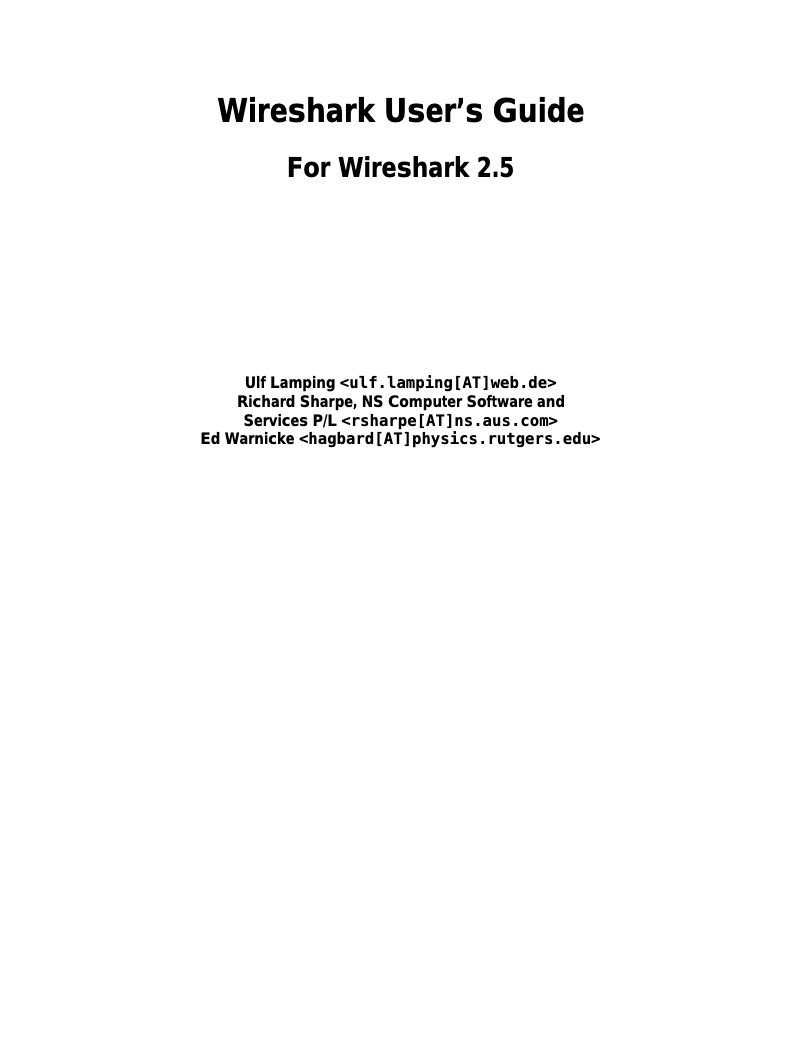 Page 1 of the manual User Manual Wireshark 2.5