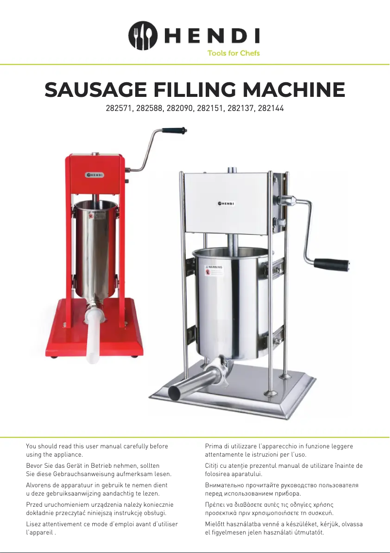 Page 1 de la notice Manuel utilisateur Hendi 282571
