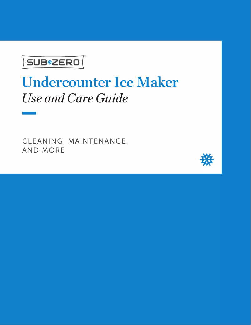 Page n°1 - Manuel d'utilisation et d'entretien Sub-Zero UC-15I