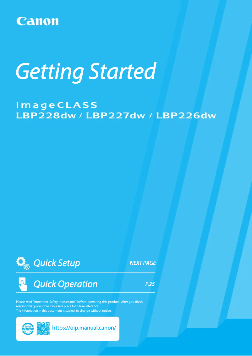Page n°1 - Manuel utilisateur Canon imageCLASS LBP227dw