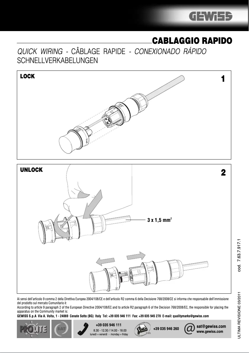 Page 1 de la notice Manuel utilisateur Gewiss GW80495F