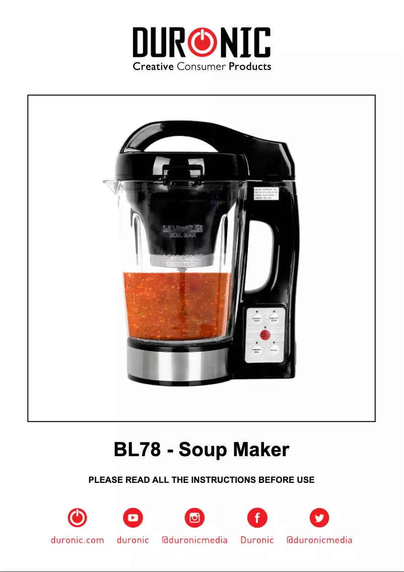 Page n°1 - Manuel utilisateur Duronic BL78