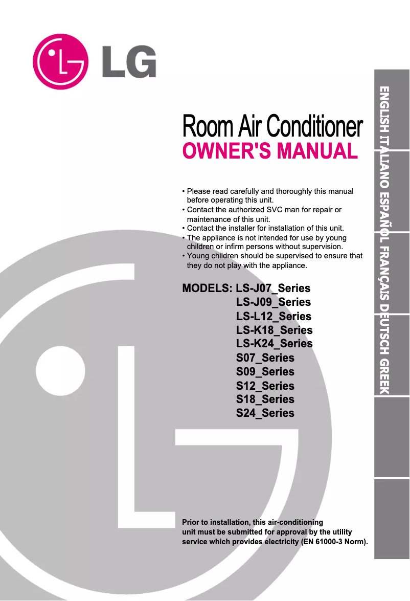 Page n°1 - Manuel utilisateur LG LSNJ0963CL