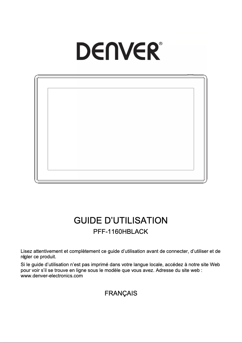 Page 1 de la notice Manuel utilisateur Denver PFF-1160