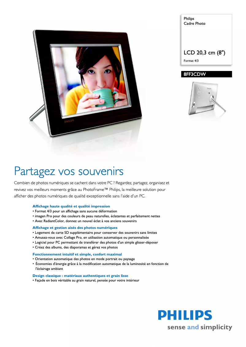 Página 1 del manual Ficha técnica Philips 8FF3CDW