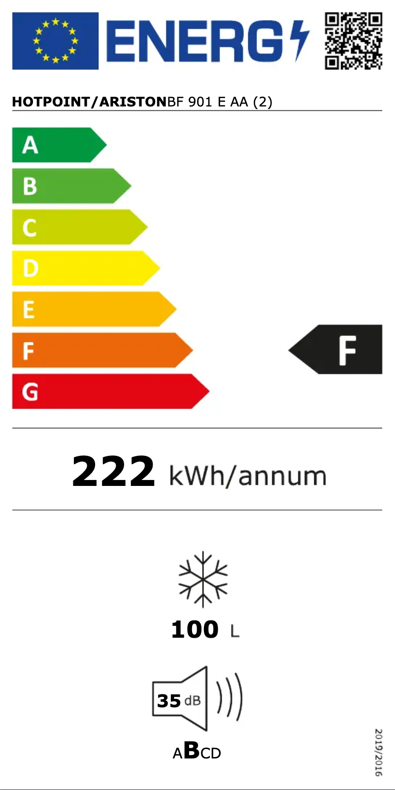 Page 1 de la notice Manuel utilisateur Hotpoint BF 901 E AA