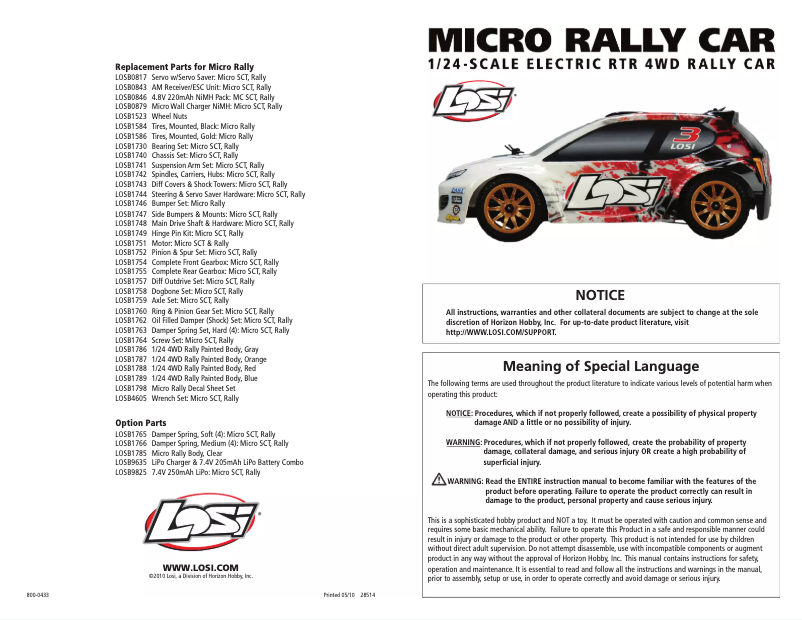 Image de la première page du manuel de l'appareil 1/24 4WD Rally Car RTR