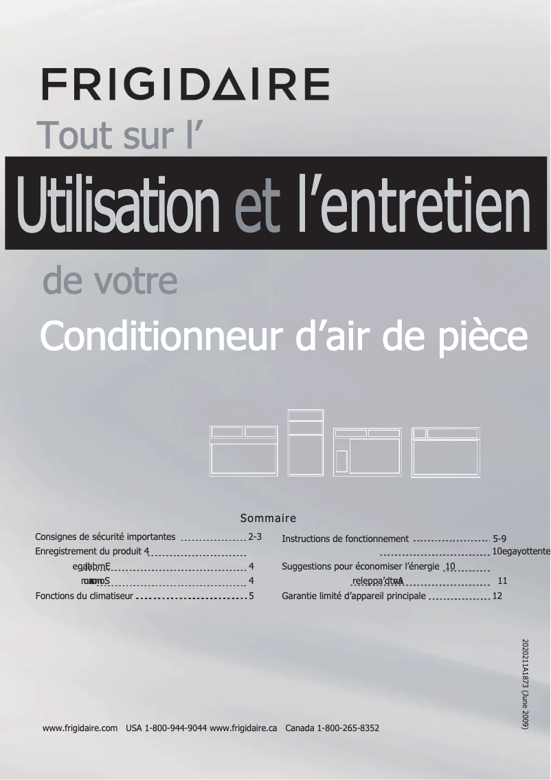 Page 1 de la notice Manuel utilisateur Frigidaire FRA064VU1