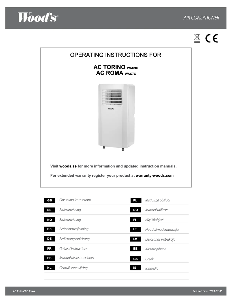 Página 1 del manual Manual de usuario Wood's AC Torino