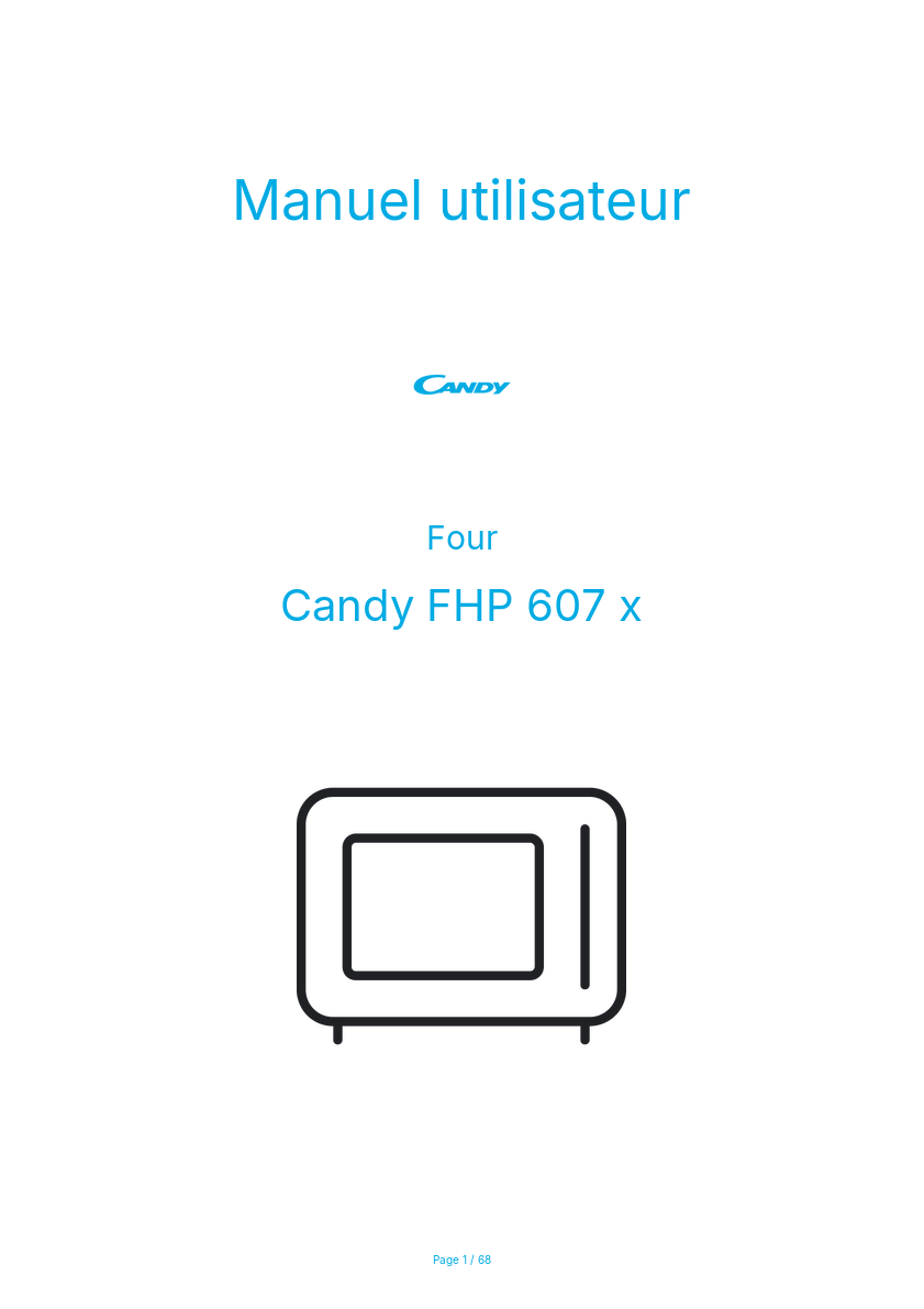 Page n°1 - Manuel utilisateur Candy FHP 607 x