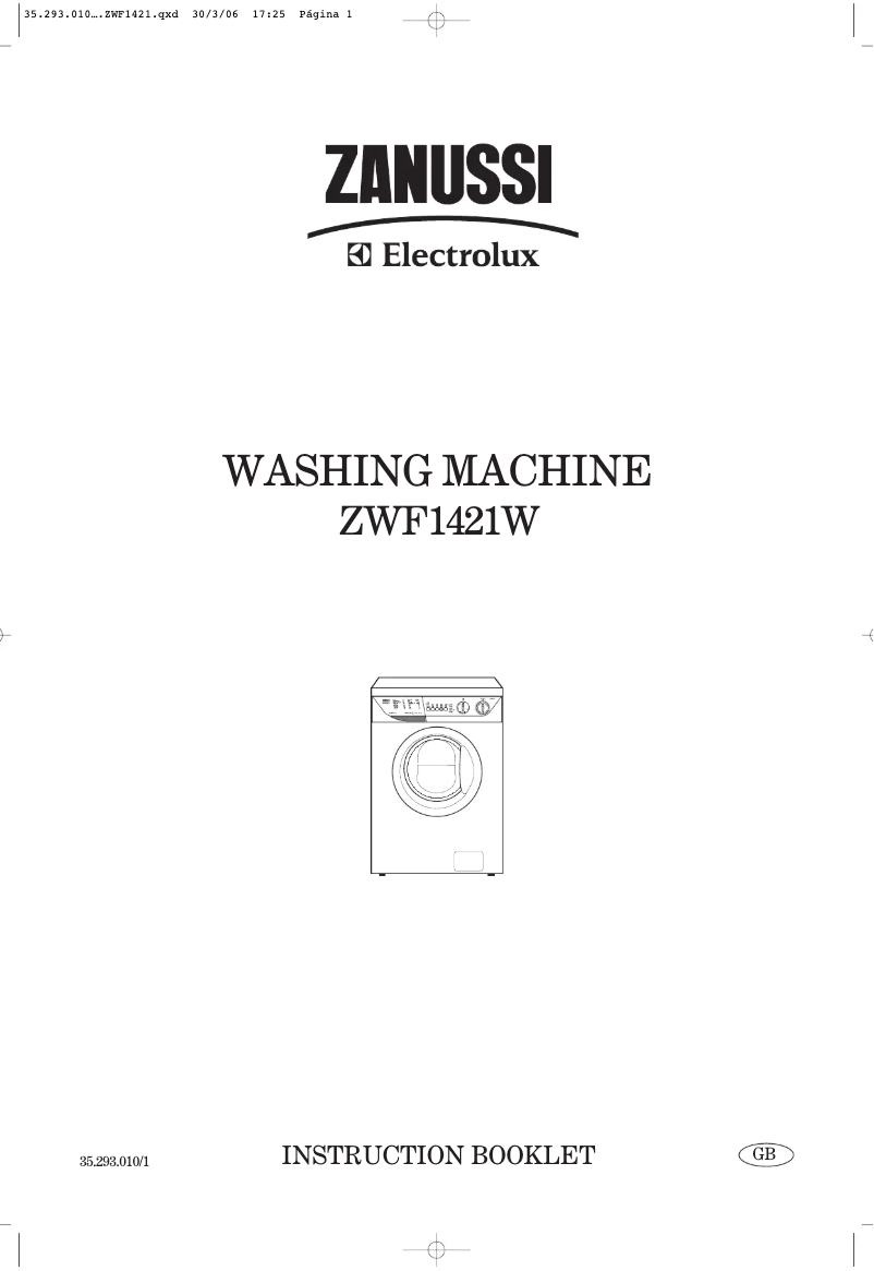 Page 1 de la notice Manuel utilisateur Zanussi ZWF1421W
