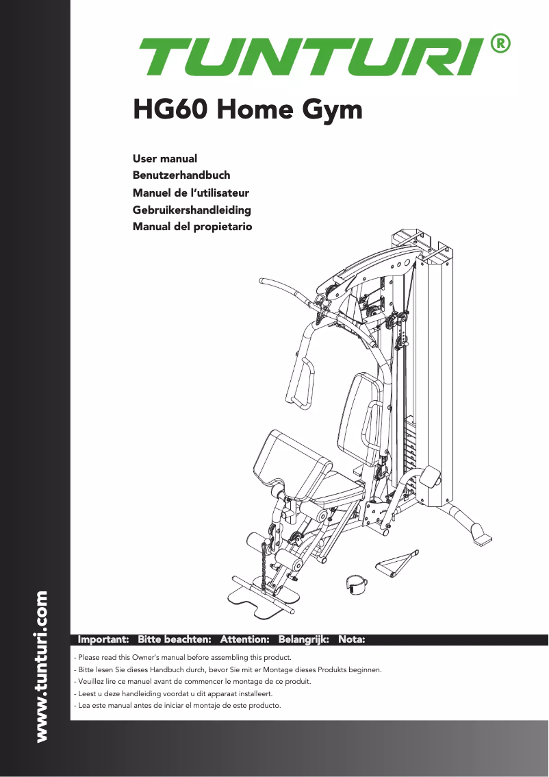 Page n°1 - Manuel utilisateur Tunturi Home Gym HG60