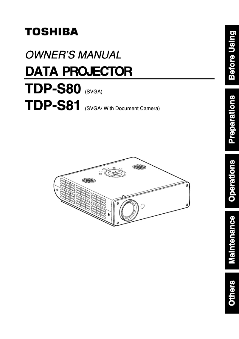 Page n°1 - Manuel utilisateur Toshiba TDP-S80
