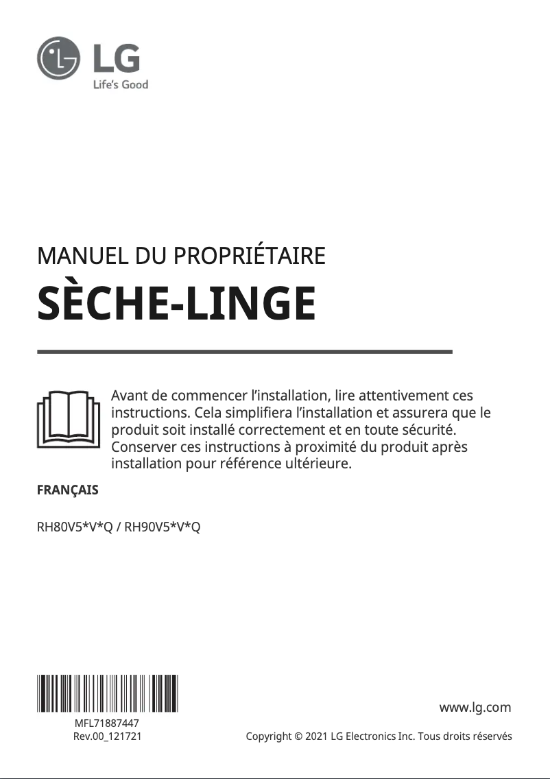 Page n°1 - Manuel utilisateur LG RH80V5AV0Q