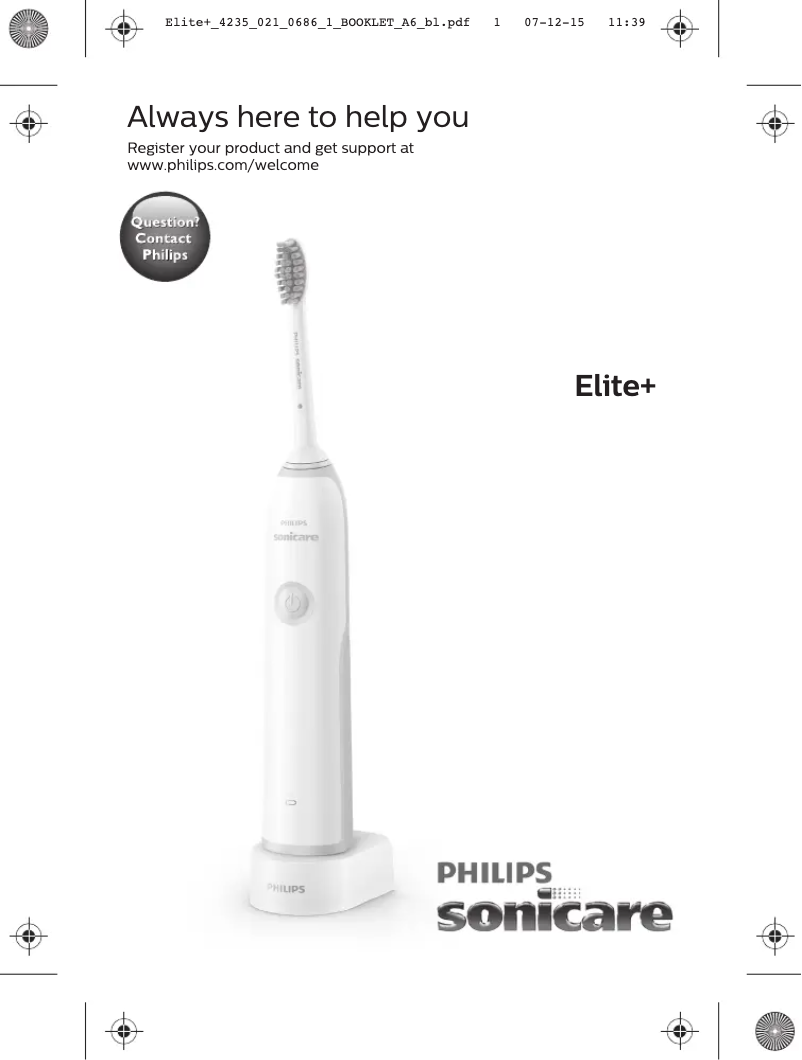 Page 1 de la notice Manuel utilisateur Philips Sonicare Elite HX3285