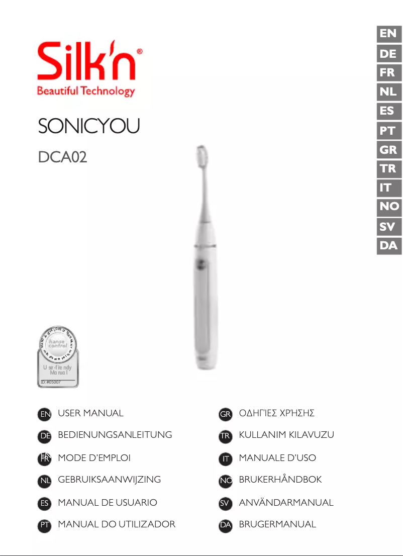 Page n°1 - Manuel utilisateur Silk'n SonicYou DCA02