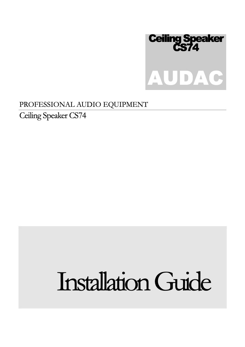 Page n°1 - Manuel utilisateur Audac CS74