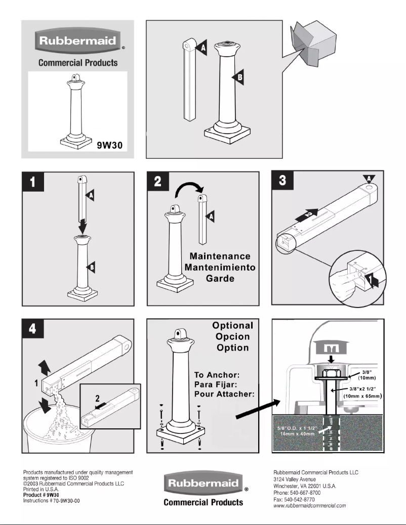 Page 1 de la notice Manuel utilisateur Rubbermaid GroundsKeeper 9W30