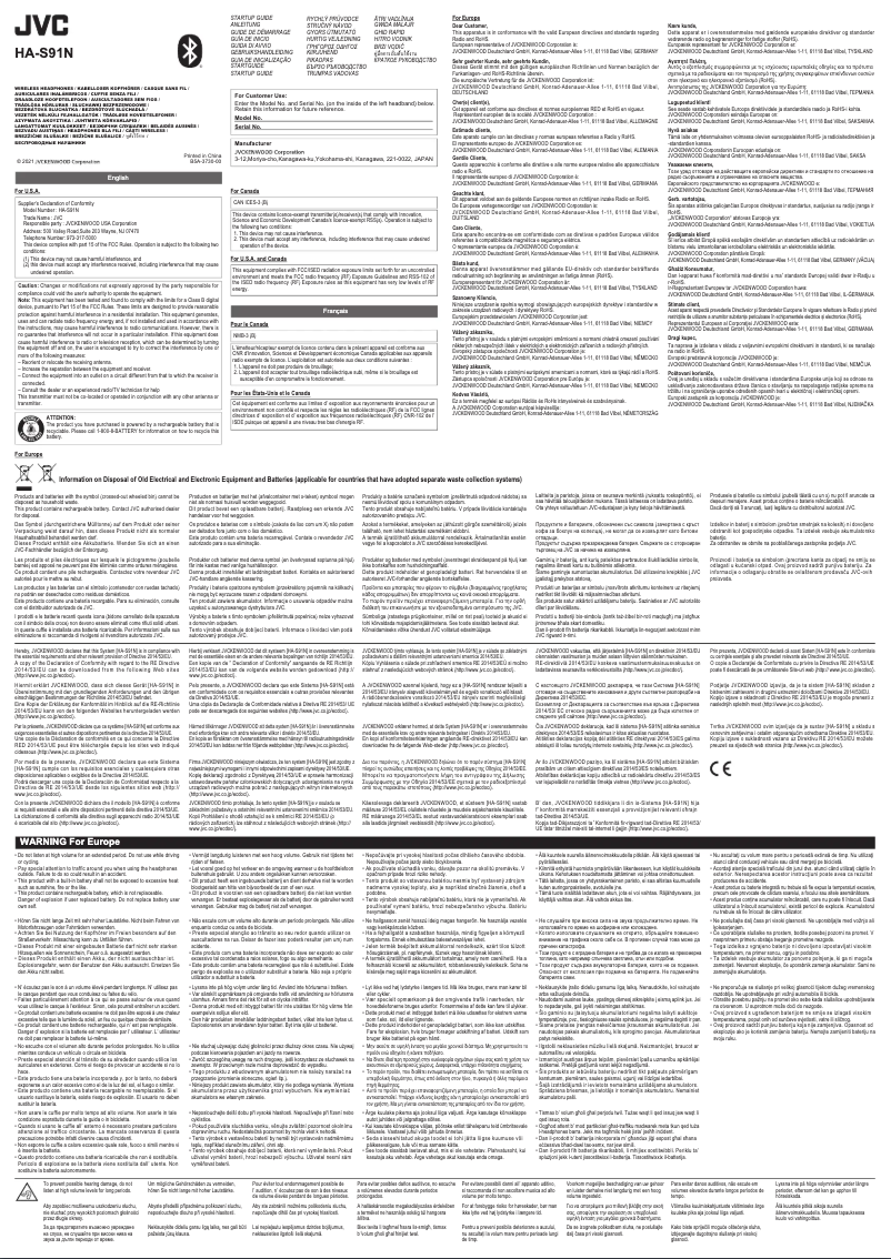 Page n°1 - Manuel utilisateur JVC HA-S91N