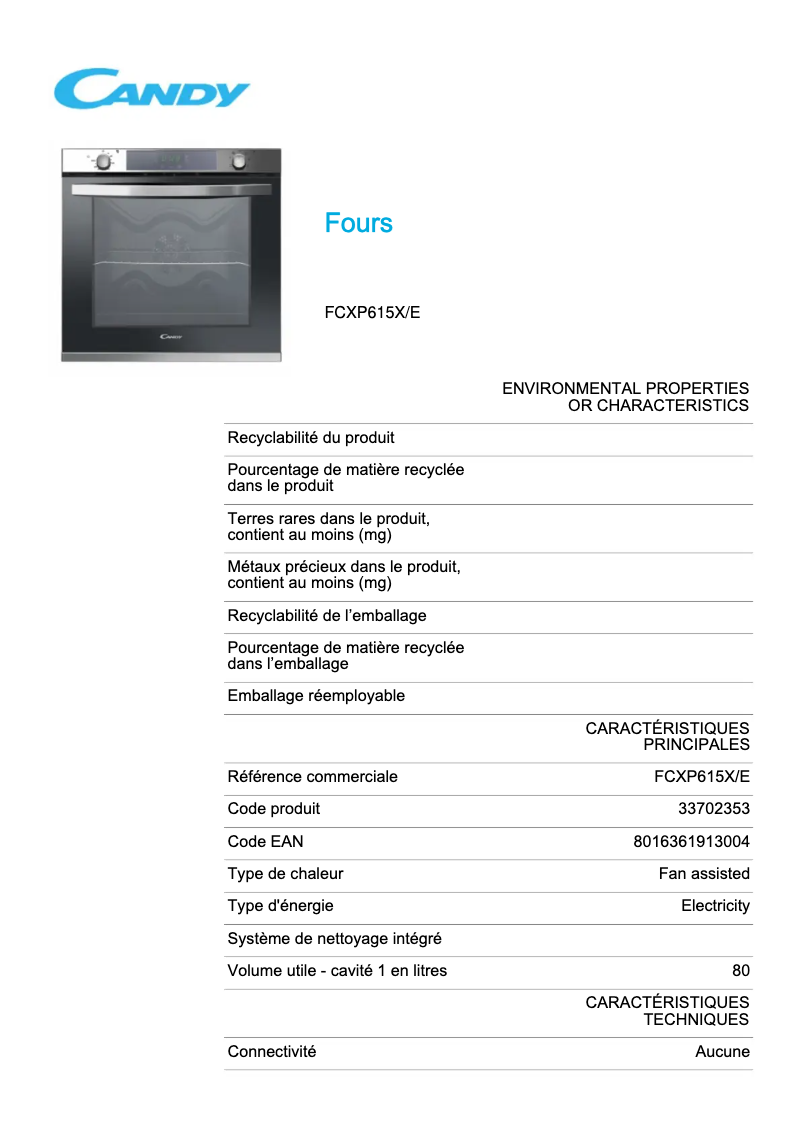 Image de la première page du manuel de l'appareil FCXP615X/E