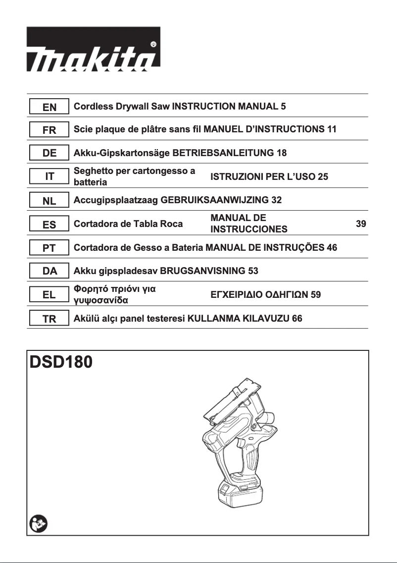 Page 1 de la notice Manuel utilisateur Makita DSD180