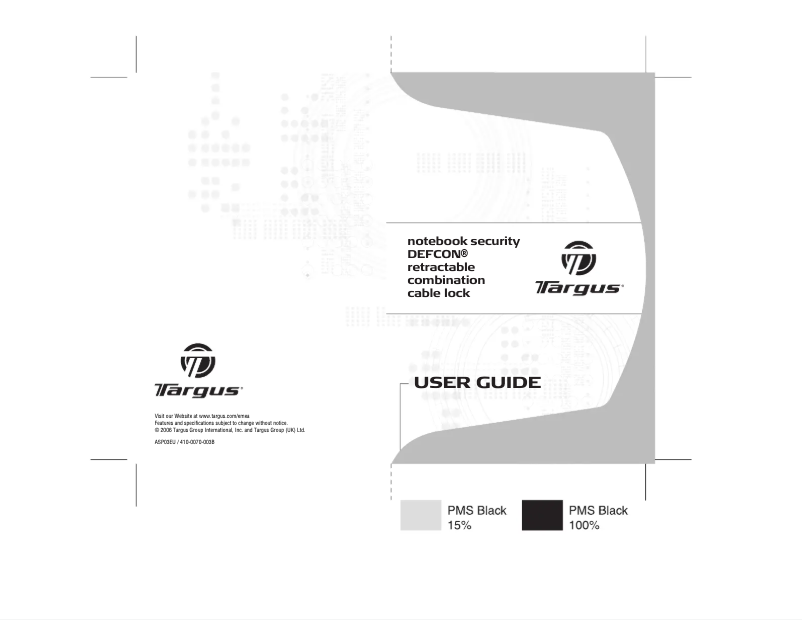 Page n°1 - Manuel utilisateur Targus ASP03EU