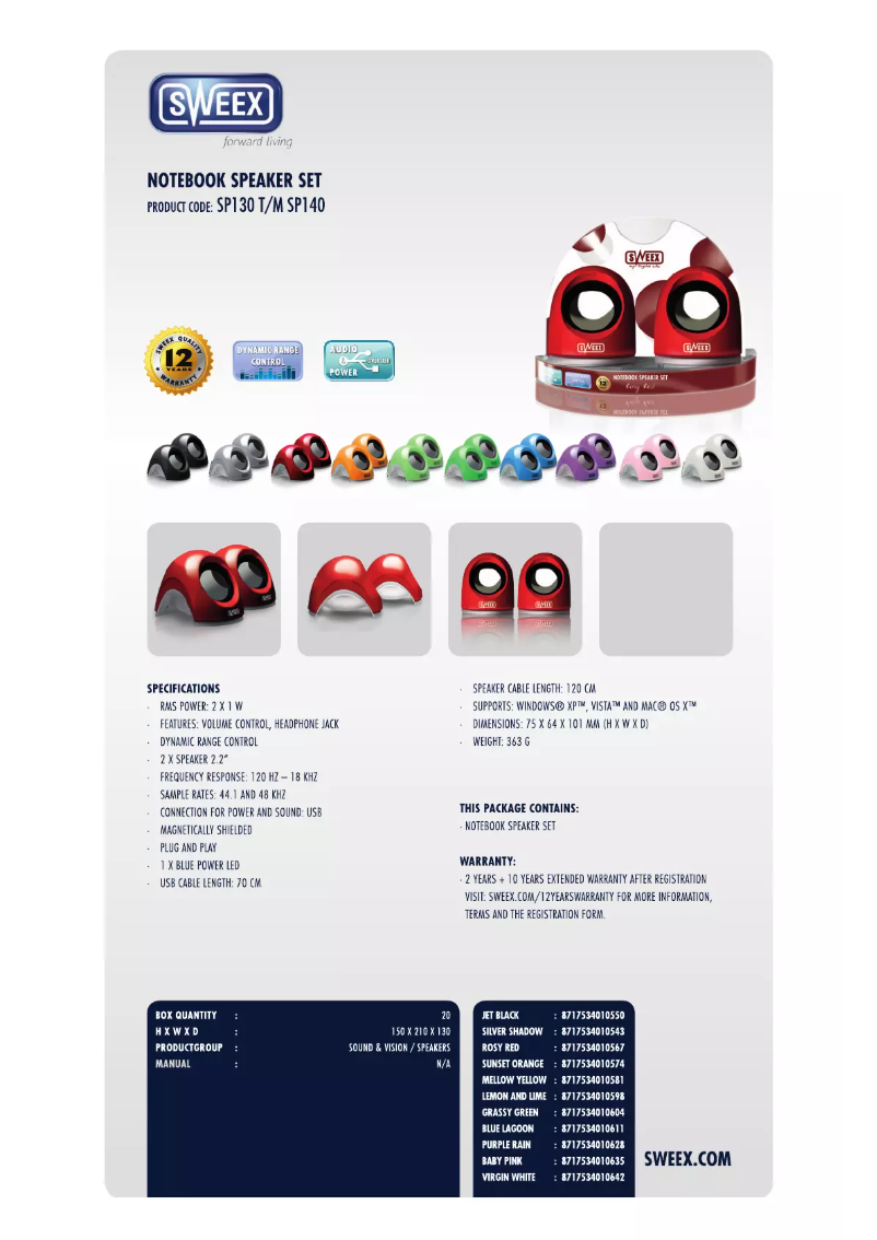 Page n°1 - Manuel utilisateur Sweex SP132