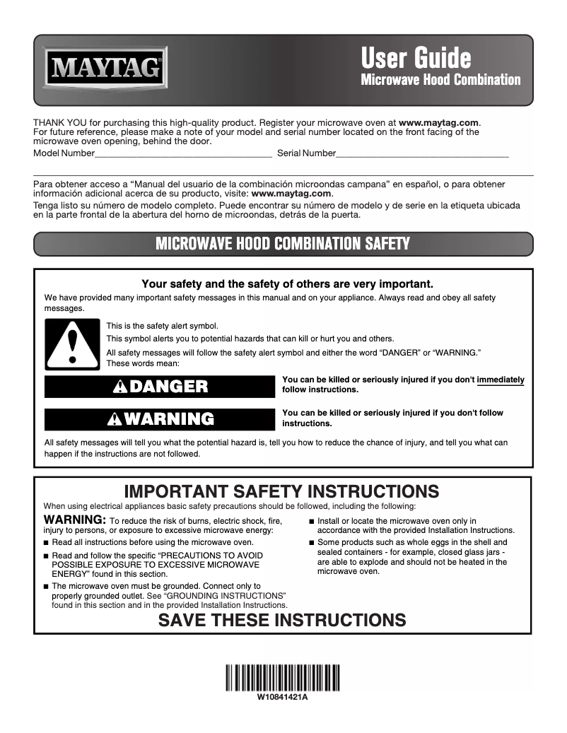 Page 1 de la notice Manuel utilisateur Maytag MMV4206FB