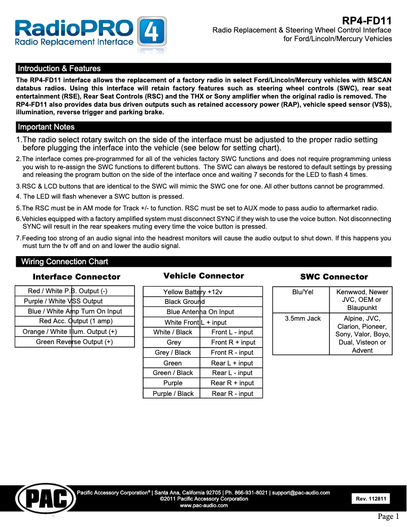 Page 1 de la notice Manuel utilisateur PAC RP4-FD11