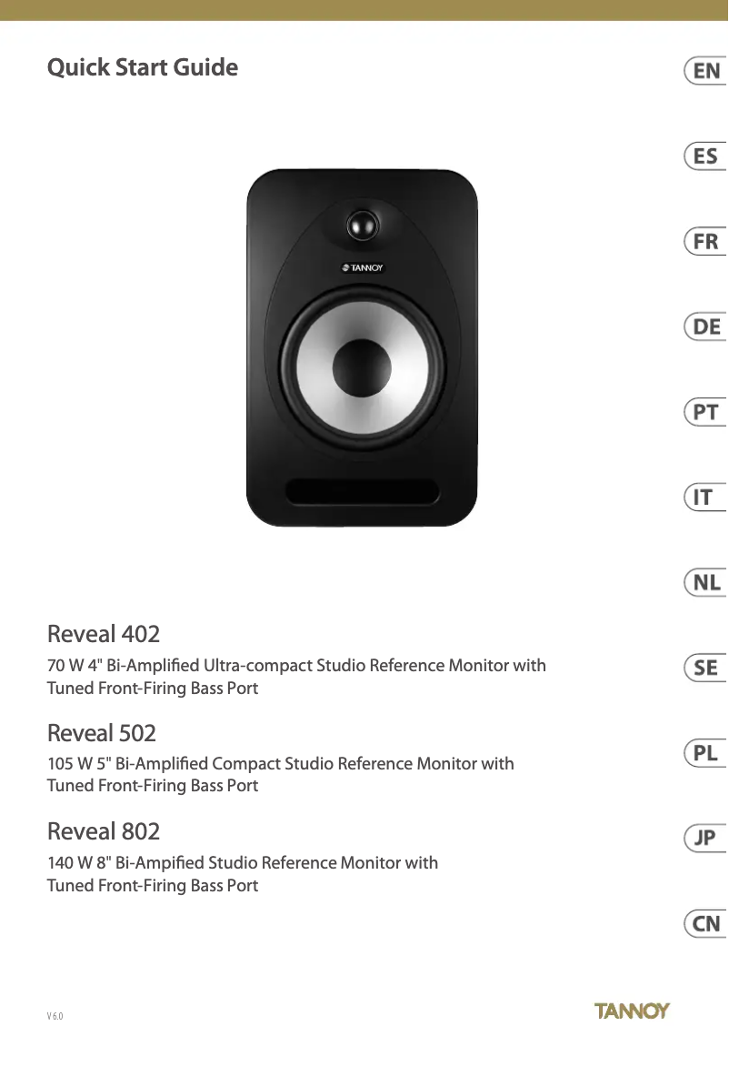 Page 1 de la notice Guide de démarrage rapide Tannoy Reveal 402