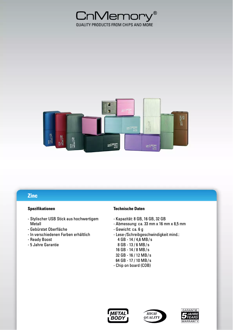 Page n°1 - Manuel utilisateur CnMemory Zinc