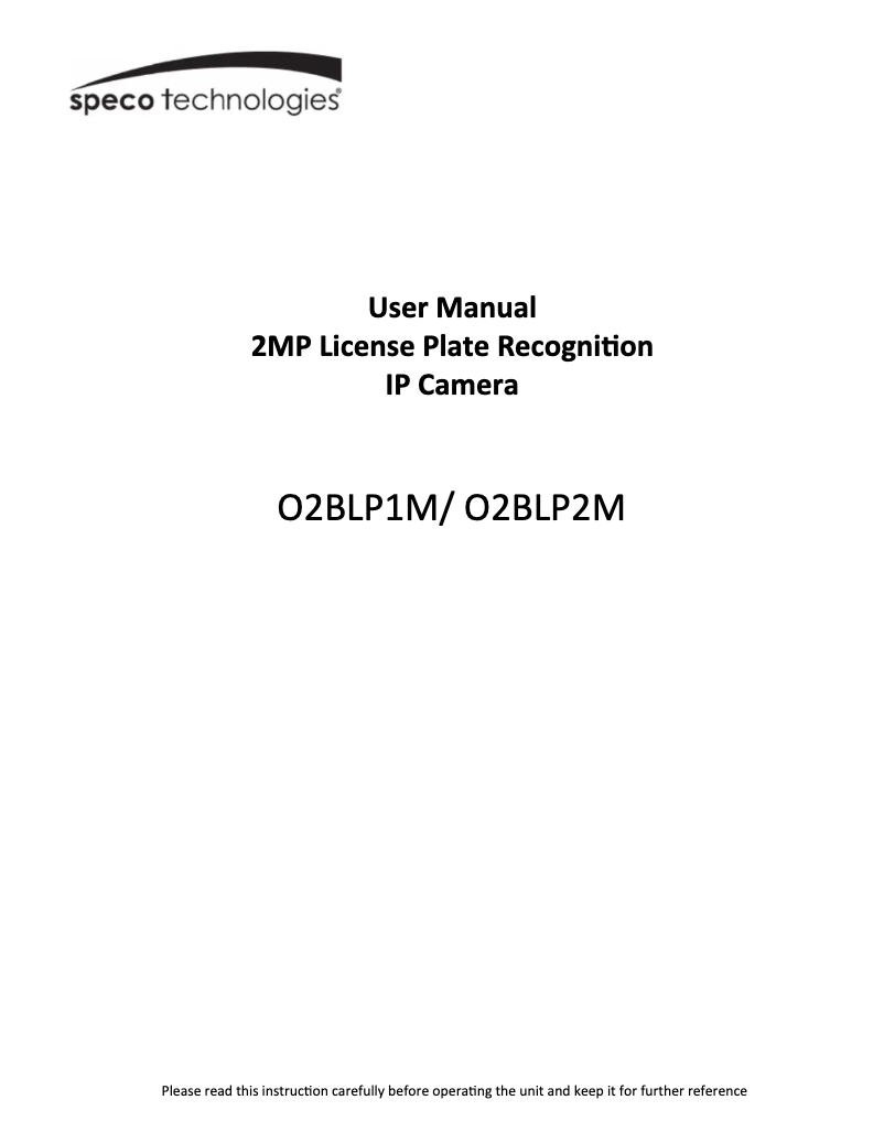 Page 1 de la notice Manuel utilisateur Speco Technologies O2BLP1M
